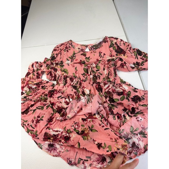 Bluiyv Young Contemporary Romper Dress‎ Pink Floral Long Sleeve Small - Picture 8 of 11